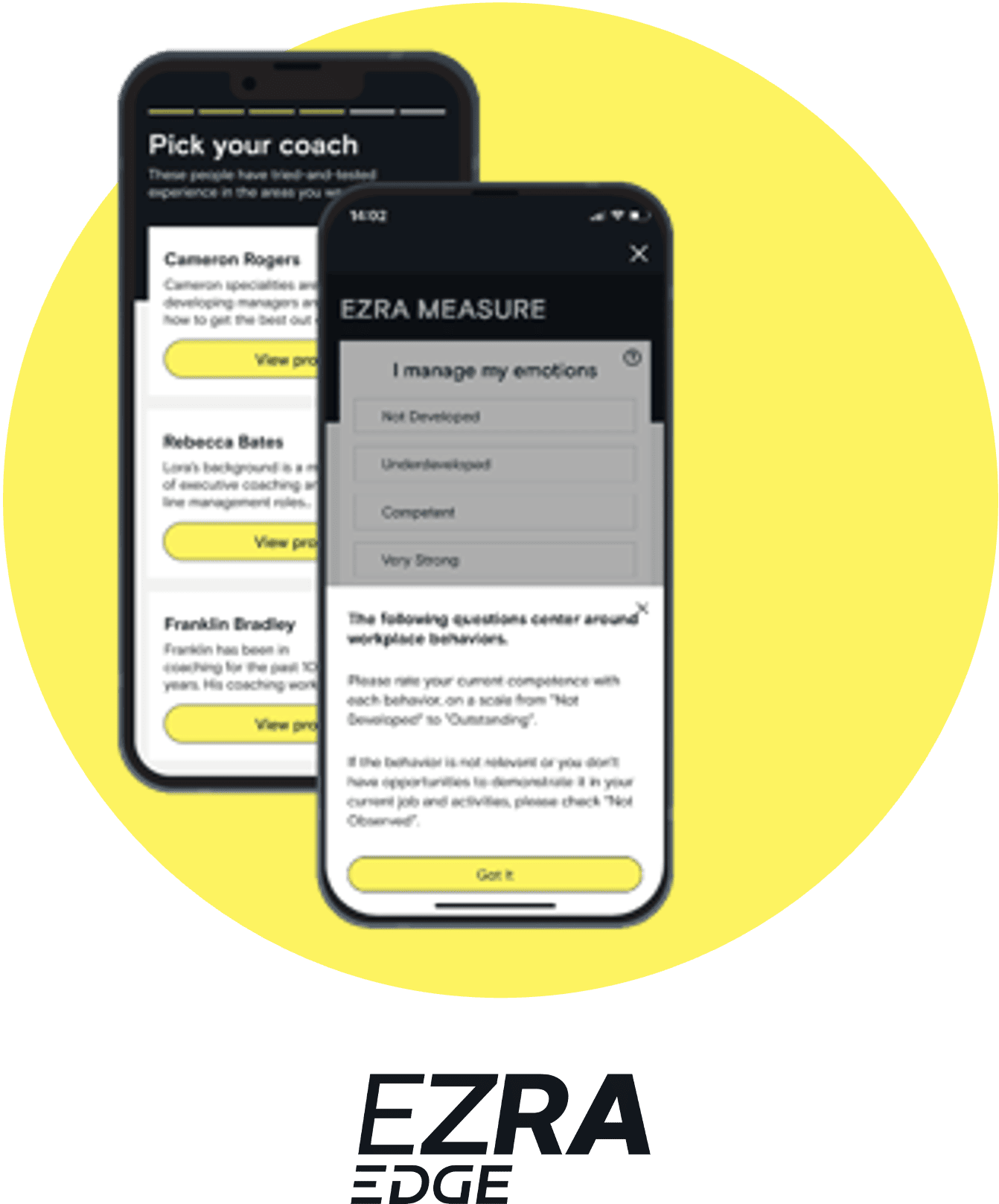 An iPhone showing the EZRA Edge programme